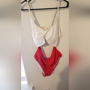 Red & white monokini